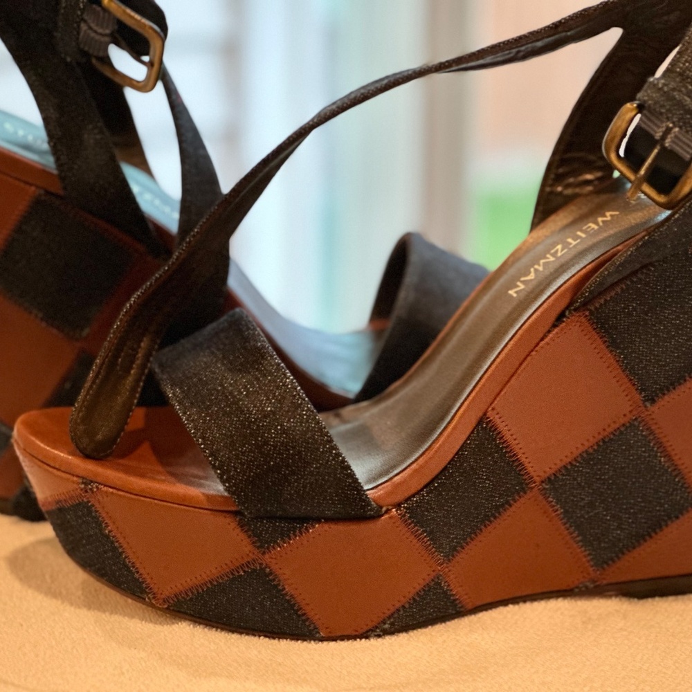 Stuart Weitzman Letsdance Patchwork Wedge Sandal,… - image 5